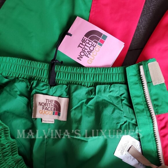 GUCCI PANTS x THE NORTH FACE MENS GREEN RED TECHNO TROUSERS w LOGO sz L LARGE - Picture 14 of 16